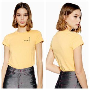 TOPSHOP Yellow Don't Hate Graphic Fitted Tee